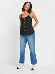 PixieGirl Petite Black Button Front Ribbed Vests 2 Pack - Image 3 of 8