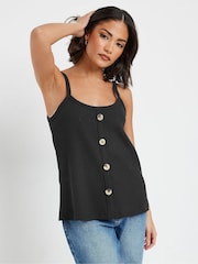PixieGirl Petite Black Button Front Ribbed Vests 2 Pack - Image 4 of 8