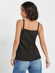 PixieGirl Petite Black Button Front Ribbed Vests 2 Pack - Image 5 of 8
