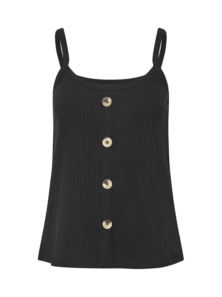 PixieGirl Petite Black Button Front Ribbed Vests 2 Pack - Image 8 of 8