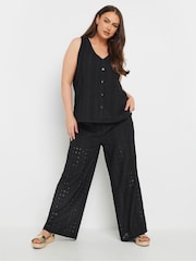 Yours Curve Black Co-Ord Broderie Waistcoat - Image 2 of 5