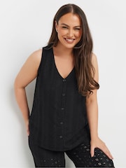 Yours Curve Black Co-Ord Broderie Waistcoat - Image 4 of 5