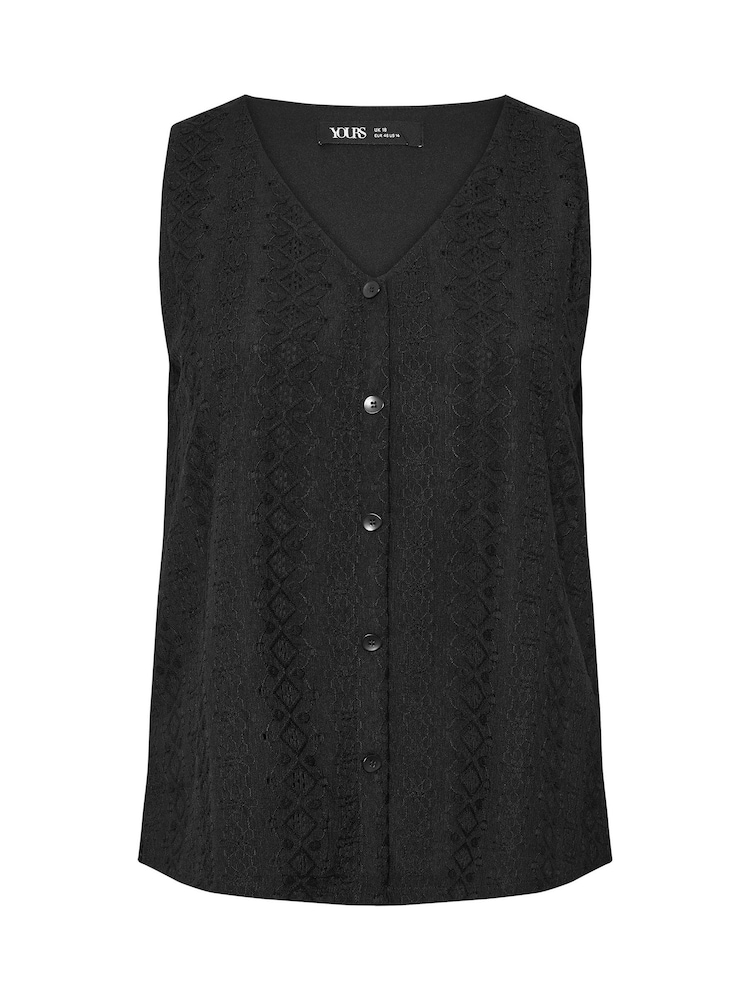 Yours Curve Black Co-Ord Broderie Waistcoat - Image 5 of 5
