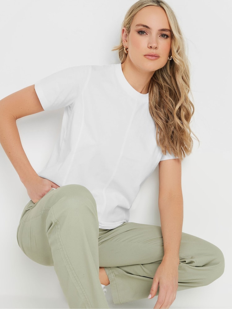 Long Tall Sally White Premium Stitch Panel 100% Cotton T-Shirt - Image 4 of 5