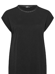 Yours Curve Black Pompom Insert Yolk 100% Cotton Top - Image 5 of 5