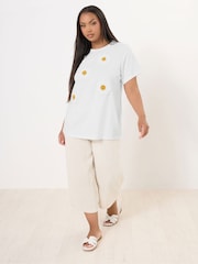 Yours Curve White Applique 100% Cotton T-Shirt - Image 2 of 5