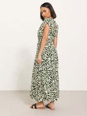 PixieGirl Petite Green Abstract Wrap Front Dress - Image 3 of 5