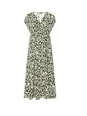 PixieGirl Petite Green Abstract Wrap Front Dress - Image 5 of 5