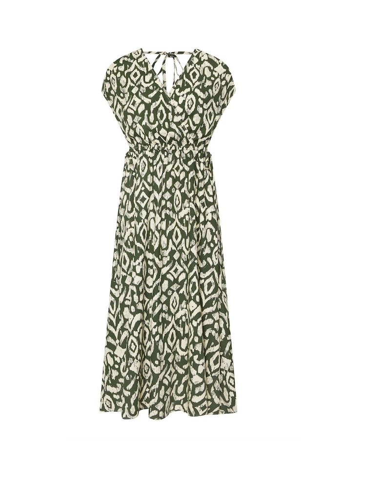 PixieGirl Petite Green Abstract Wrap Front Dress - Image 5 of 5