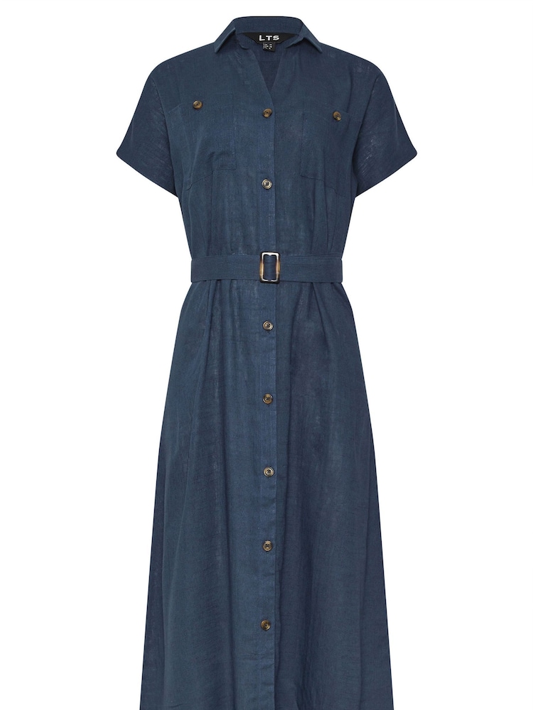 Long Tall Sally Blue Grown On Sleeve Button Dress with Containing Linen - Image 6 of 6 Long Tall Sally Blue Grown On Sleeve Button Dress with Containing Linen - Image 6 of 6