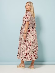 Yours Curve Red Abstract Wrap Dress - Image 2 of 5