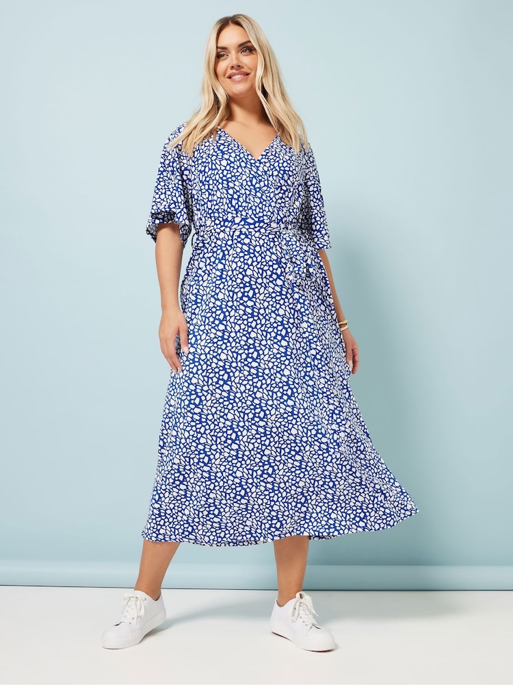Aqua Blau - Yours Curve Abstract Wrap Dress - Bild 2 von 5 Aqua Blau - Yours Curve Abstract Wrap Dress - Bild 2 von 5