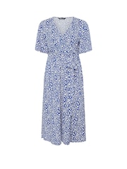 Yours Curve Aqua Blue Abstract Wrap Dress - Image 5 of 5