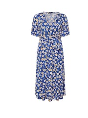 Yours Curve Blue Floral Wrap Dress - Image 5 of 5