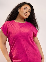 Yours Curve Pink Grown On Sleeve 100% Cotton Top - Image 4 of 5