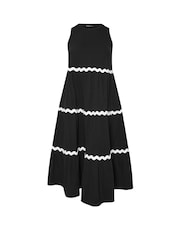 Yours Curve Black Contrast Trim Tierred 100% Cotton Dress - Image 6 of 6