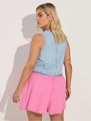 Yours Curve Pink Double Gauze Flippy 100% Cotton Shorts - Image 3 of 5