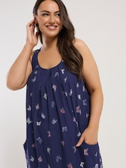 Yours Curve Blue Drape Pocket Dress - Image 4 of 5