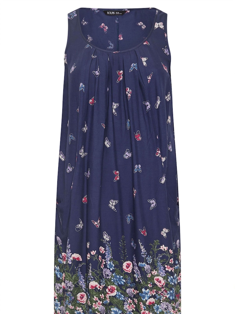 Yours Curve Blue Drape Pocket Dress - Image 5 of 5