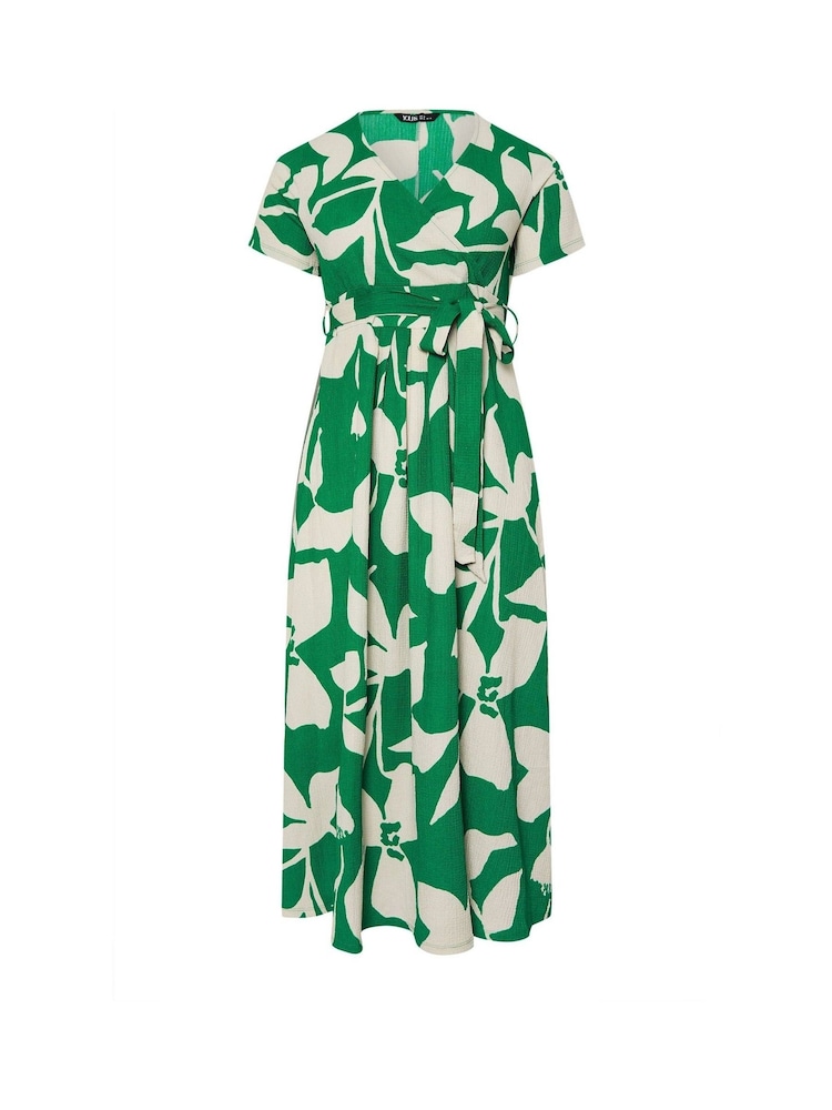 Yours Curve Green Floral Wrap Dress - Image 5 of 5
