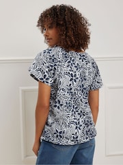 M&Co Blue Boho 100% Cotton T-Shirt - Image 2 of 5