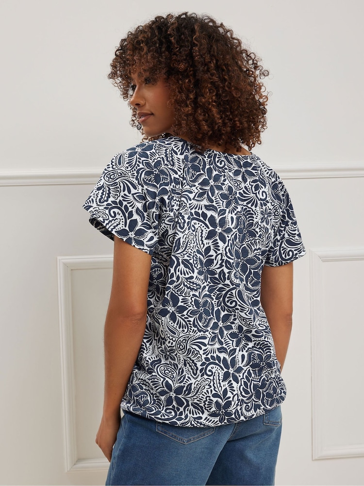 M&Co Blue Boho 100% Cotton T-Shirt - Image 2 of 5