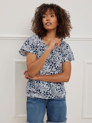 M&Co Blue Boho 100% Cotton T-Shirt - Image 3 of 5