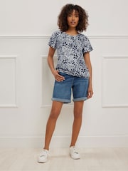 M&Co Blue Boho 100% Cotton T-Shirt - Image 4 of 5