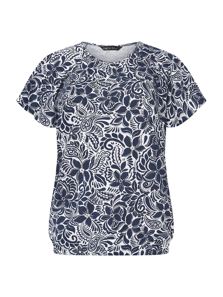 M&Co Blue Boho 100% Cotton T-Shirt - Image 5 of 5