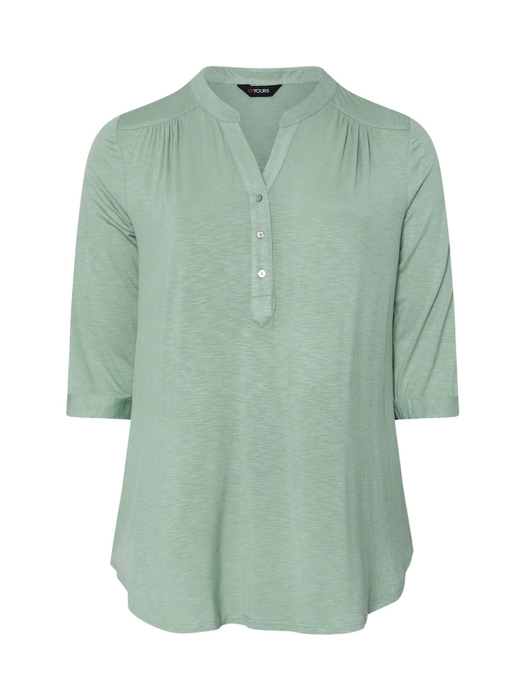 Yours Curve Green Half Placket Blouse - Image 5 of 5