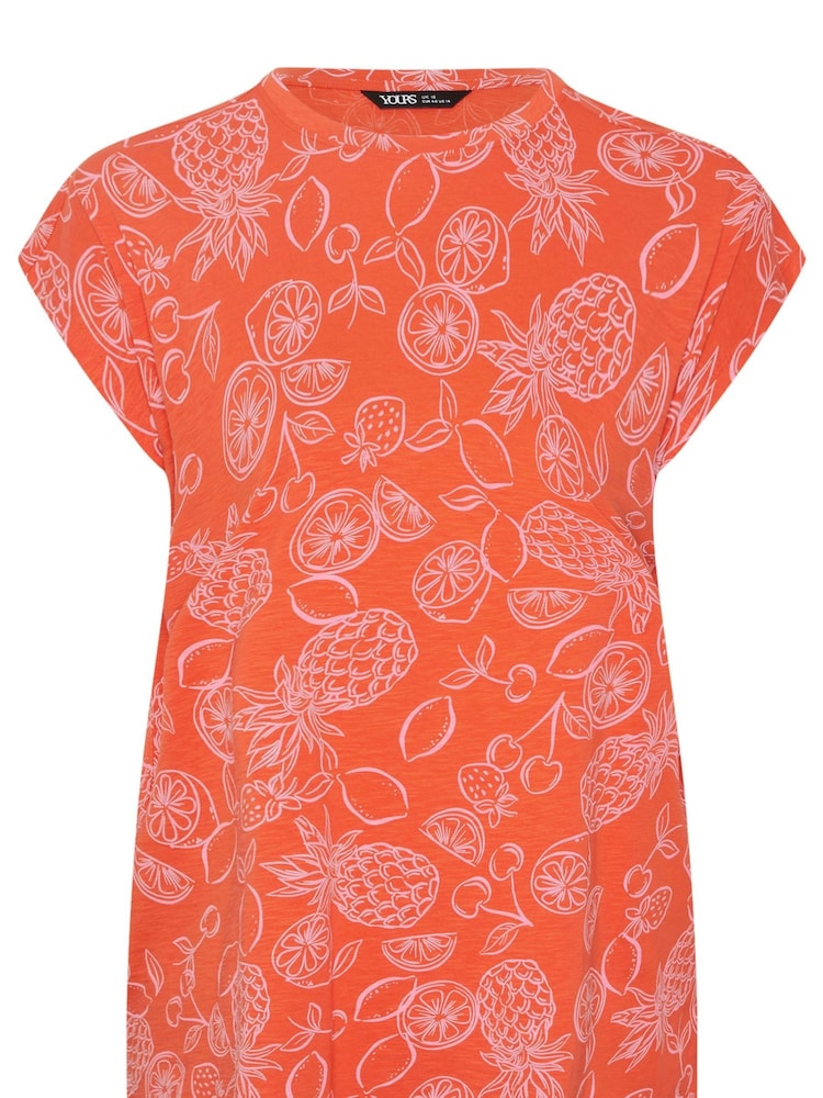 Yours Curve Orange Grown On Sleeve 100% Cotton Top - Image 5 of 5