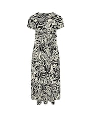 Yours Curve Black Floral Wrap Dress - Image 5 of 5
