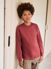 Burgundy Red Relaxed Fit Long Sleeve Heavyweight T-Shirt (3-16yrs) - Image 1 of 3