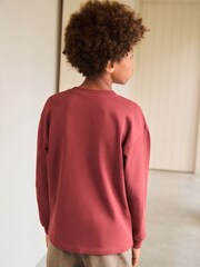 Burgundy Red Relaxed Fit Long Sleeve Heavyweight T-Shirt (3-16yrs) - Image 3 of 3