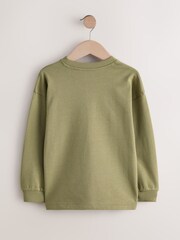 Khaki Green Relaxed Fit Long Sleeve Heavyweight T-Shirt (3-16yrs) - Image 2 of 4