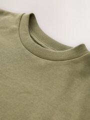 Khaki Green Relaxed Fit Long Sleeve Heavyweight T-Shirt (3-16yrs) - Image 3 of 4