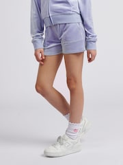 Juicy Couture Lilac Girls Tonal Embroidered Velour Shorts - Image 1 of 6