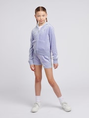 Juicy Couture Lilac Girls Tonal Embroidered Velour Shorts - Image 2 of 6