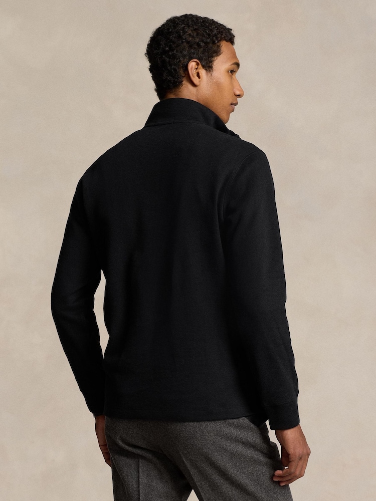 Polo Ralph Lauren Black Estate Rib Cotton Quarter Zip Sweatshirt - Image 2 of 5