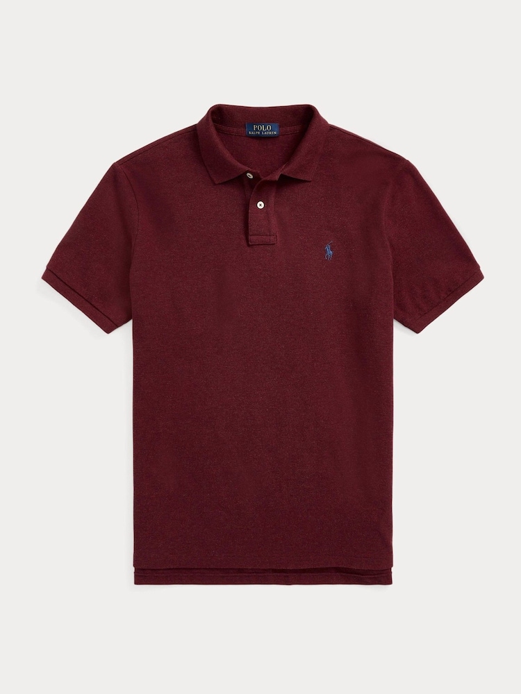 Polo Ralph Lauren Red Custom Slim Fit Mesh Polo Shirt - Image 5 of 5