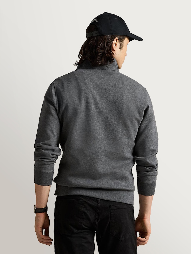 Polo Ralph Lauren Grey Double Knit Tech Quarter Zip Sweatshirt - Image 2 of 5 Polo Ralph Lauren Grey Double Knit Tech Quarter Zip Sweatshirt - Image 2 of 5