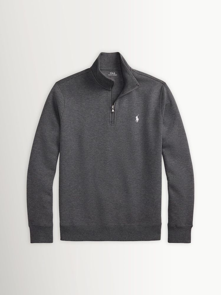 Polo Ralph Lauren Grey Double Knit Tech Quarter Zip Sweatshirt - Image 5 of 5
