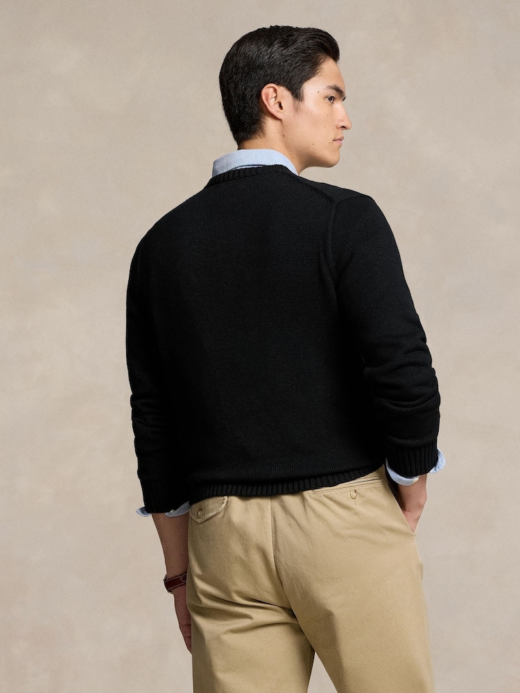 Polo Ralph Lauren Black Shaker Cotton Crewneck Jumper - Image 2 of 5