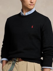 Polo Ralph Lauren Black Shaker Cotton Crewneck Jumper - Image 4 of 5