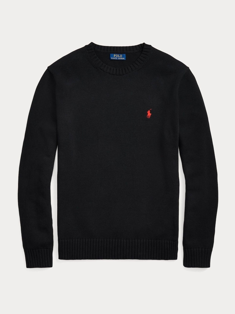 Polo Ralph Lauren Black Shaker Cotton Crewneck Jumper - Image 5 of 5