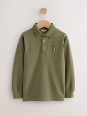 Khaki/Stone/Tan Long Sleeve Polo Shirts 3 Pack (3-16yrs) - Image 2 of 7