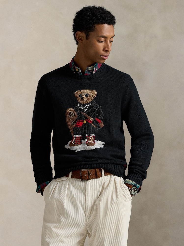 Polo Ralph Lauren Black Holiday Bear Crewneck Jumper - Image 1 of 7 Polo Ralph Lauren Black Holiday Bear Crewneck Jumper - Image 1 of 7