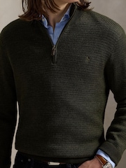 Polo Ralph Lauren Green Wool Quarter Zip Jumper - Image 4 of 4