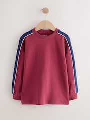 Burgundy Red Relaxed Fit Heavyweight Long Sleeve Colourblock T-Shirt (3-16yrs) - Image 1 of 4