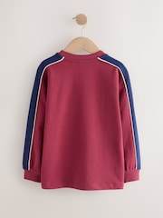 Burgundy Red Relaxed Fit Heavyweight Long Sleeve Colourblock T-Shirt (3-16yrs) - Image 2 of 4
